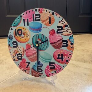 Colorful Cupcake Wall Clock with stand for Kids' Room